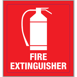 Fire Extinguisher Sticker 89x97mm Red White